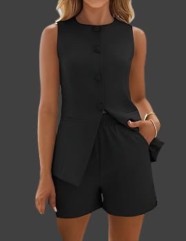 Sleeveless Button Down & Short Set