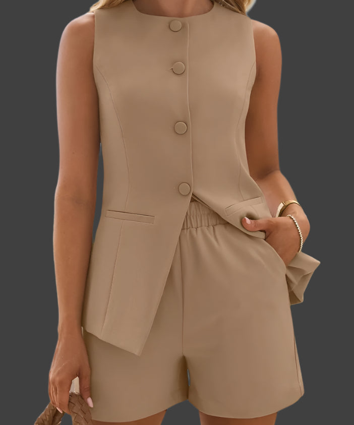 Sleeveless Button Down & Short Set