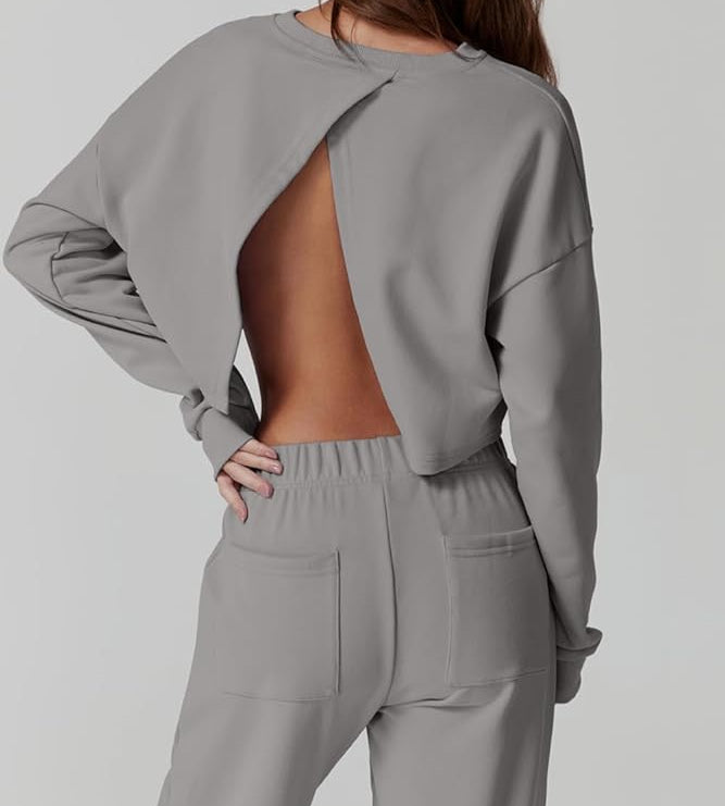Open Back Sweatshirt & Sweatpants
