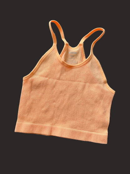 Neon Orange Cropped Tank Top
