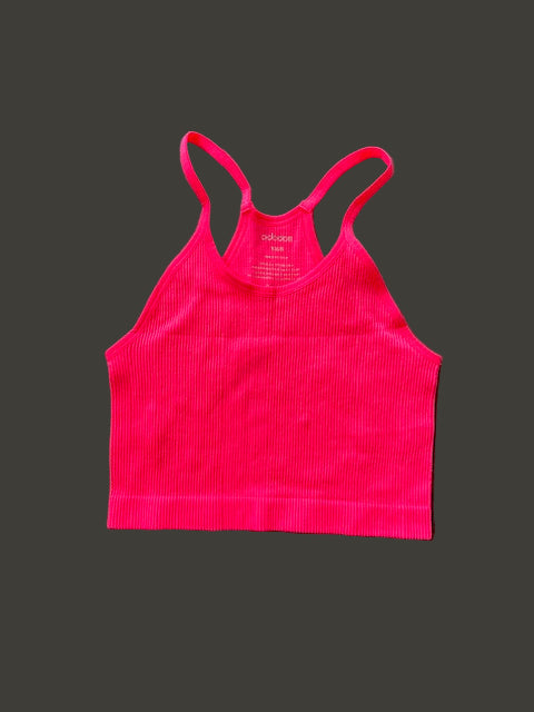 Neon Pink Cropped Tank Top