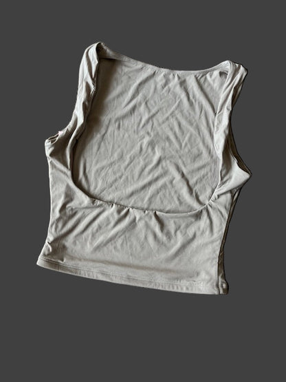 Dark Beige Backless Tank Top