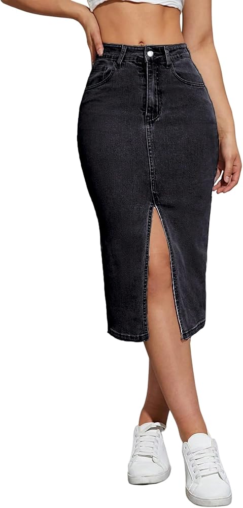 Mid Length Denim Skirt