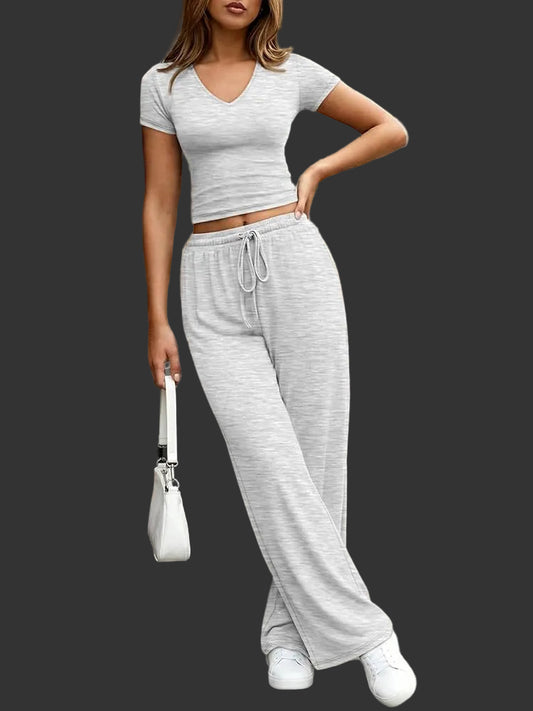 V-neck Top & Pant Set