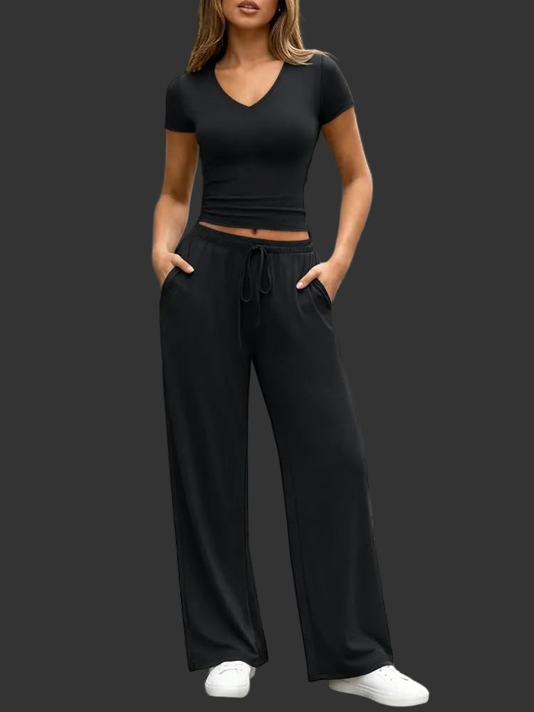 V-neck Top & Pant Set