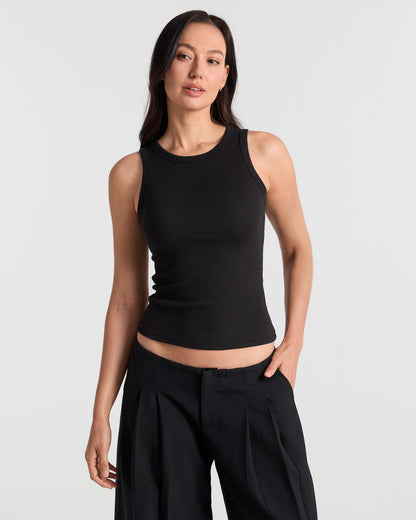 High Neck Ribbed Tank