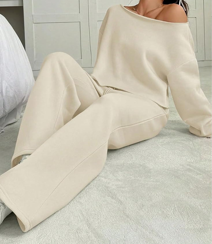 Off the Shoulder Sweatshirt with Matching Pants
