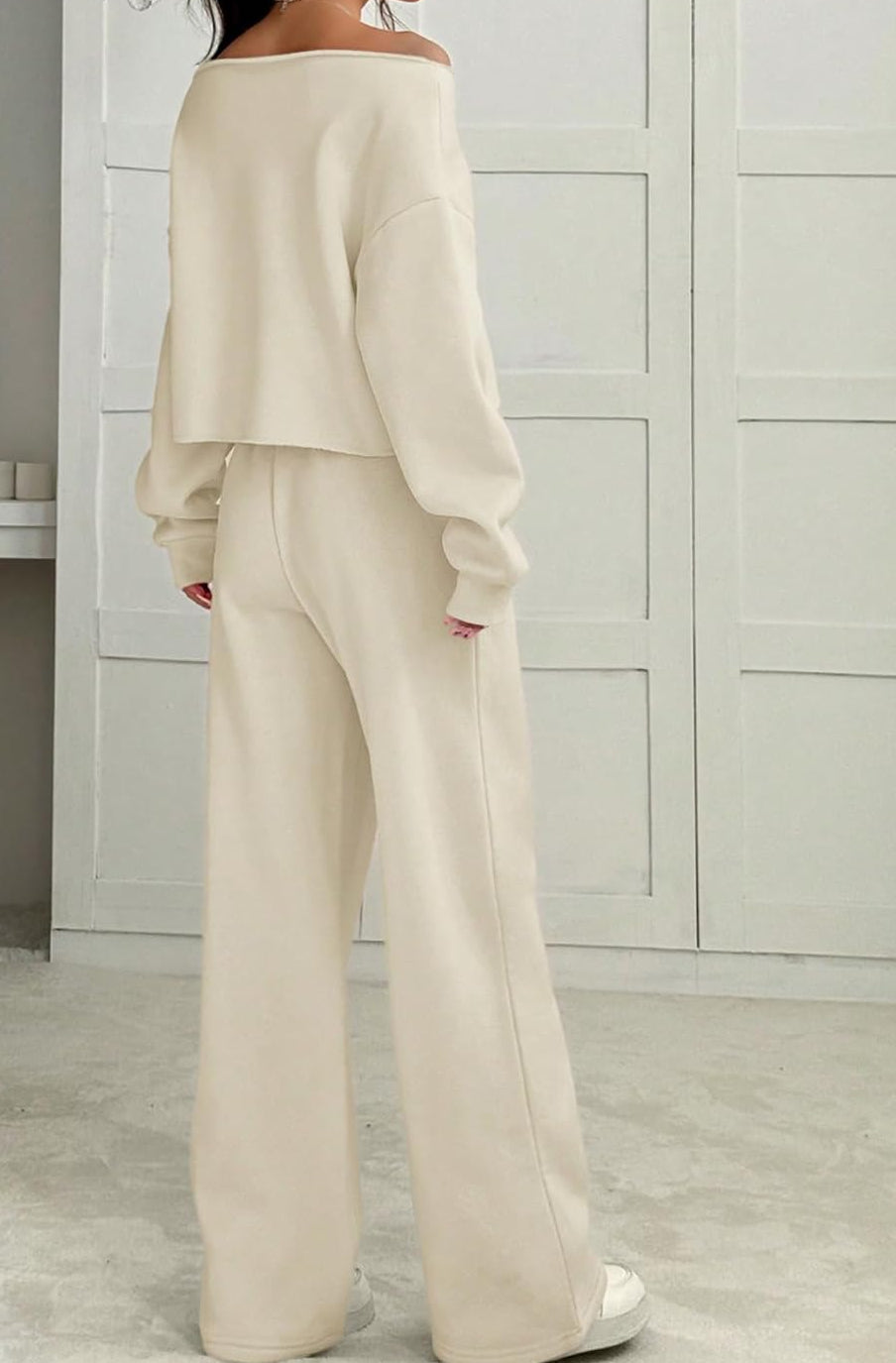 Off the Shoulder Sweatshirt with Matching Pants