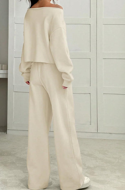 Off the Shoulder Sweatshirt with Matching Pants