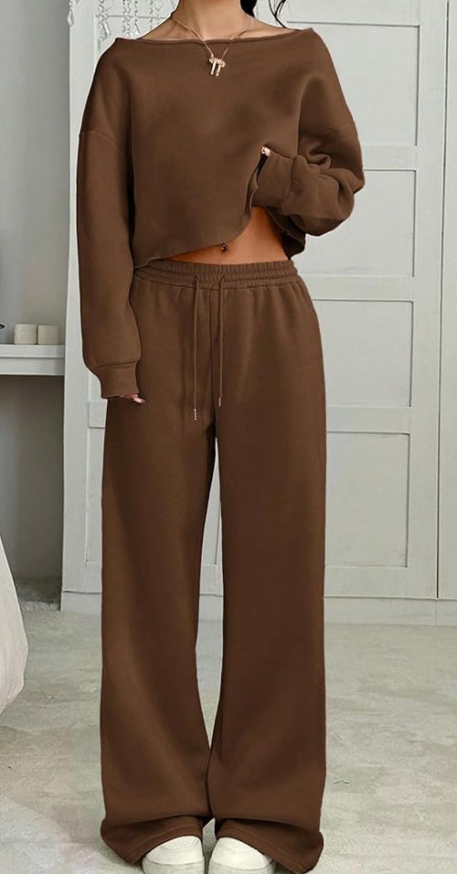 Off the Shoulder Sweatshirt with Matching Pants