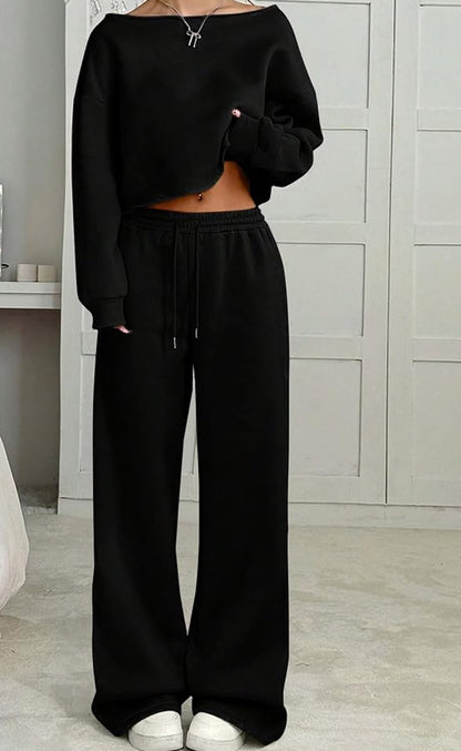Off the Shoulder Sweatshirt with Matching Pants