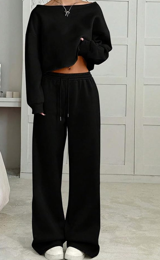 Off the Shoulder Sweatshirt with Matching Pants