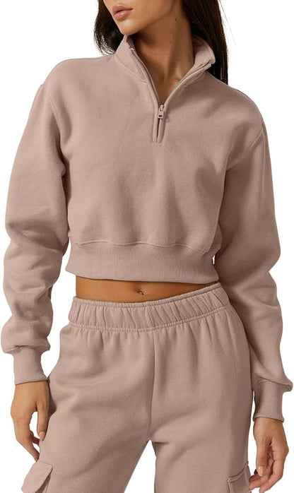 Cropped Half Zip Up