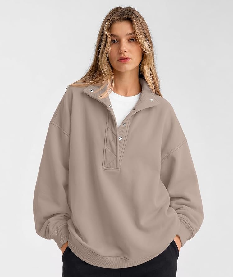 Oversized Sweatshirt with Snaps