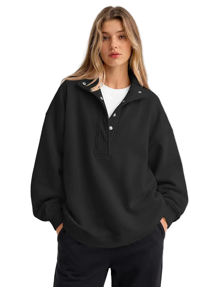 Oversized Sweatshirt with Snaps