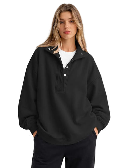 Oversized Sweatshirt with Snaps
