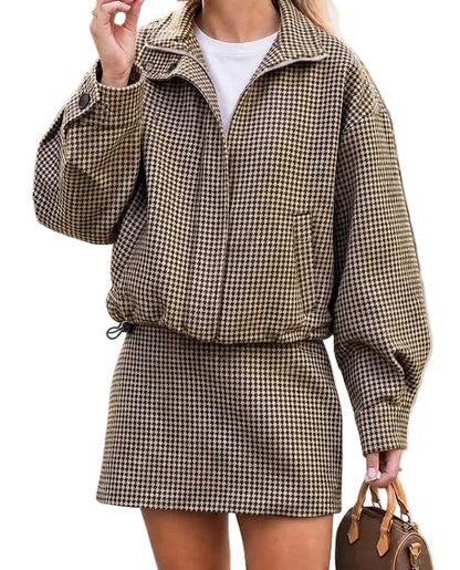 Checker Jacket and Skirt Set
